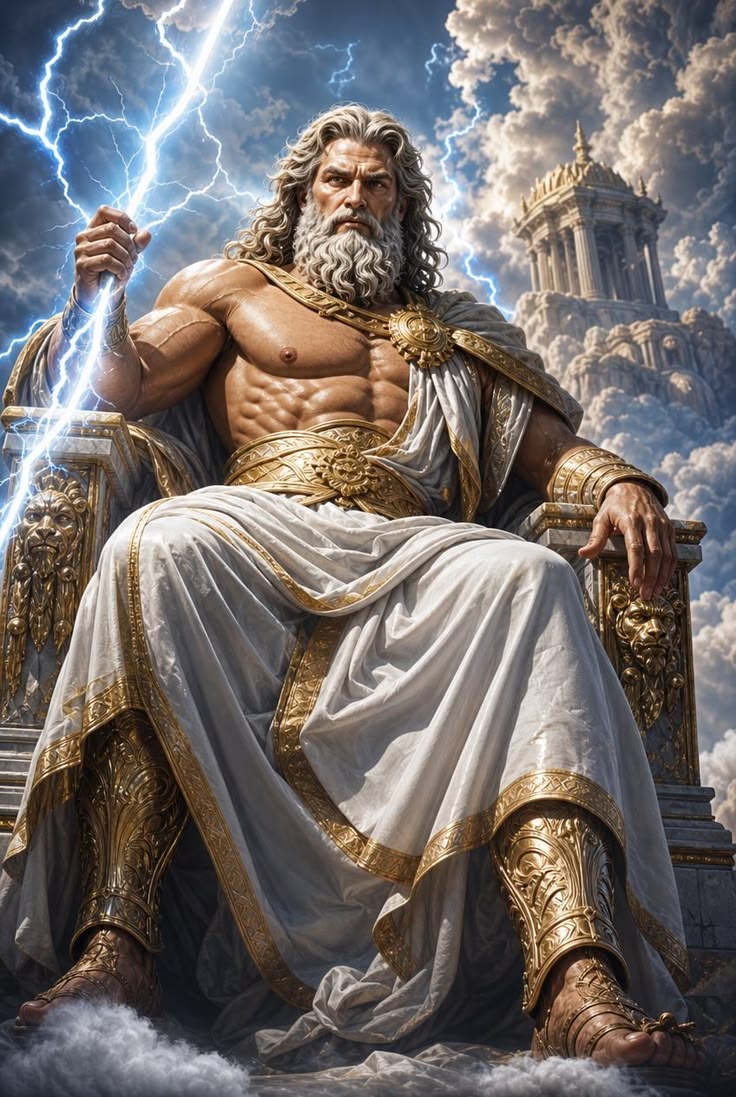 Zeus enthroned, holding a thunderbolt